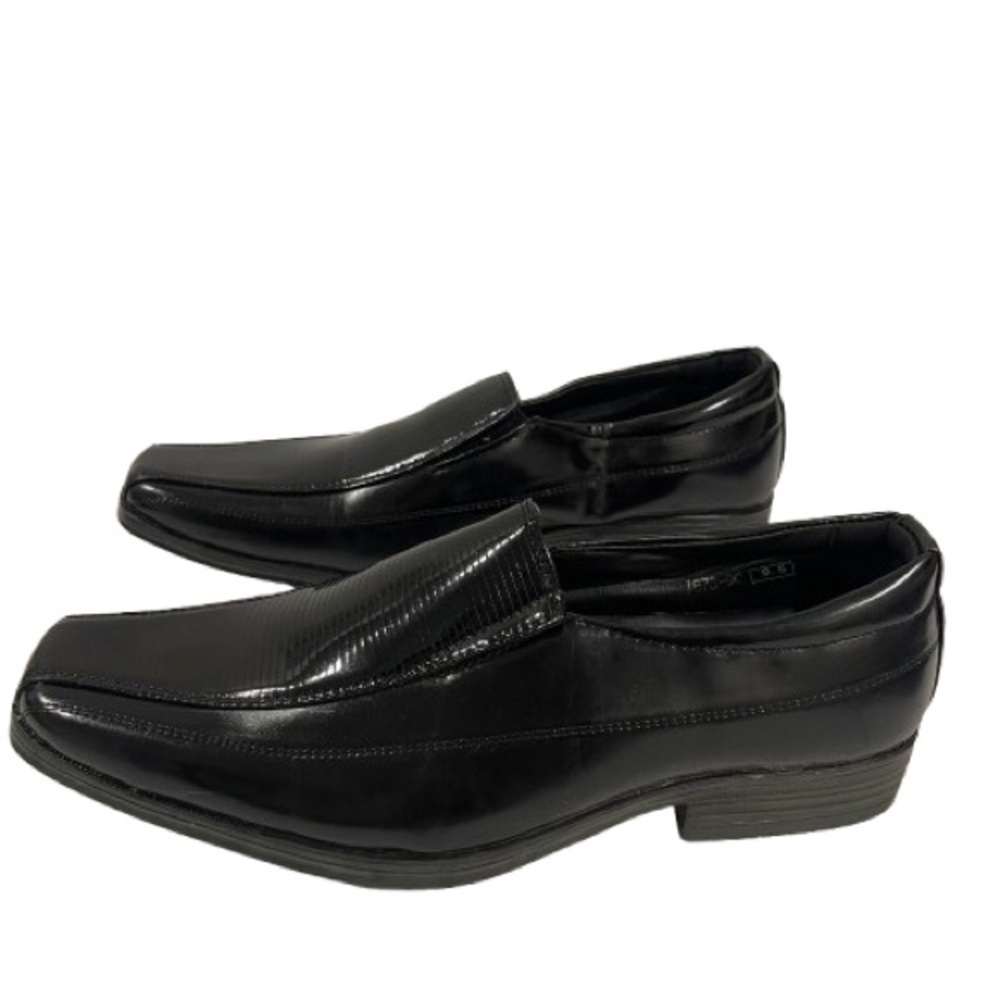 Men’s Royal Shoes Black Leather Slip On Oxford Dress Shoes Size 8 US!